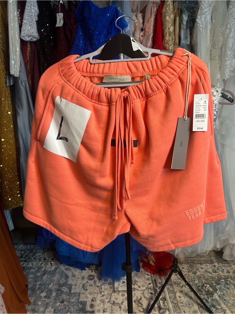 ESSENTIALS Coral Orange Athletic Lounge Shorts